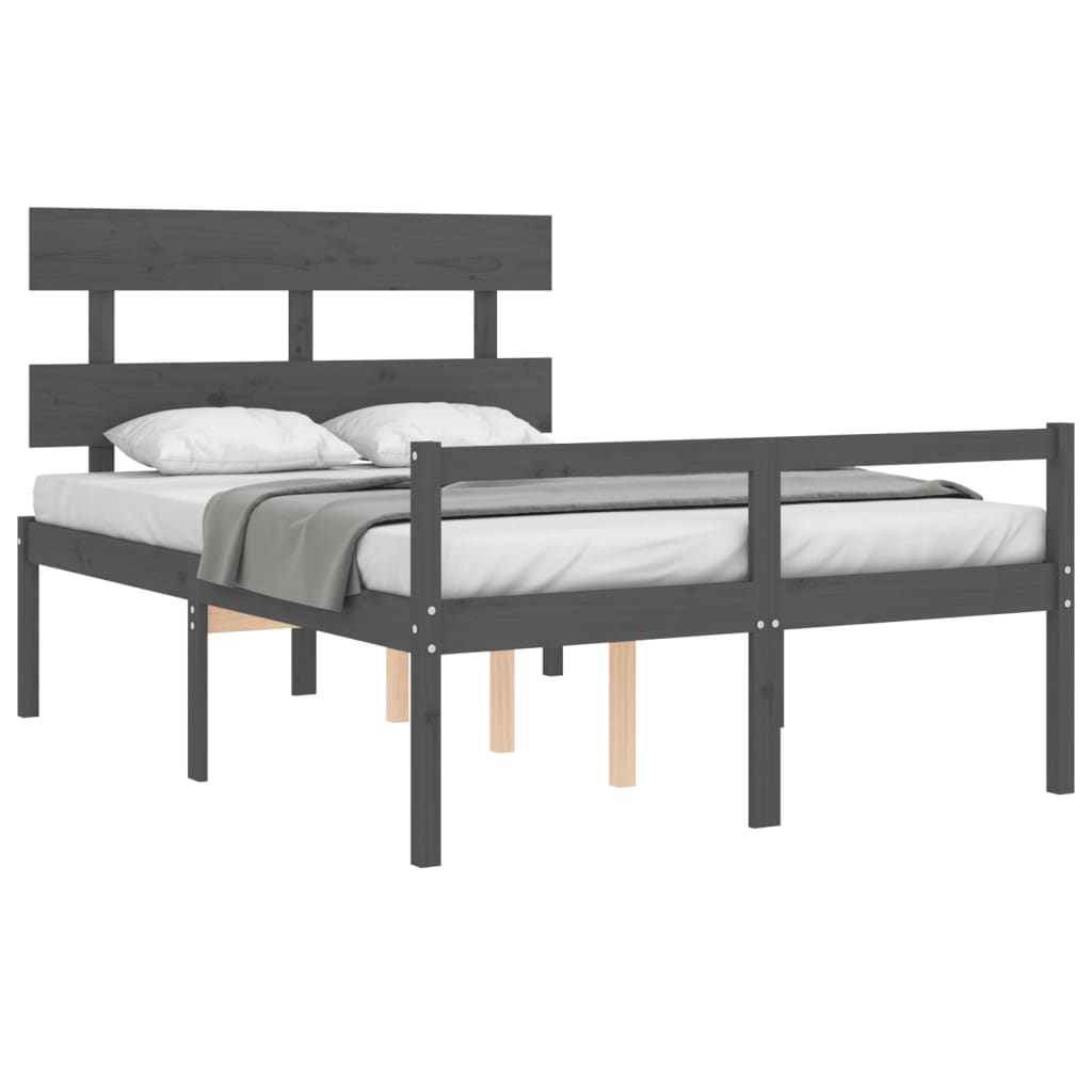 Seniorenbed met hoofdbord massief hout grijs Bedden & bedframes | Creëer jouw Trendy Thuis | Gratis bezorgd & Retour | Trendy.nl