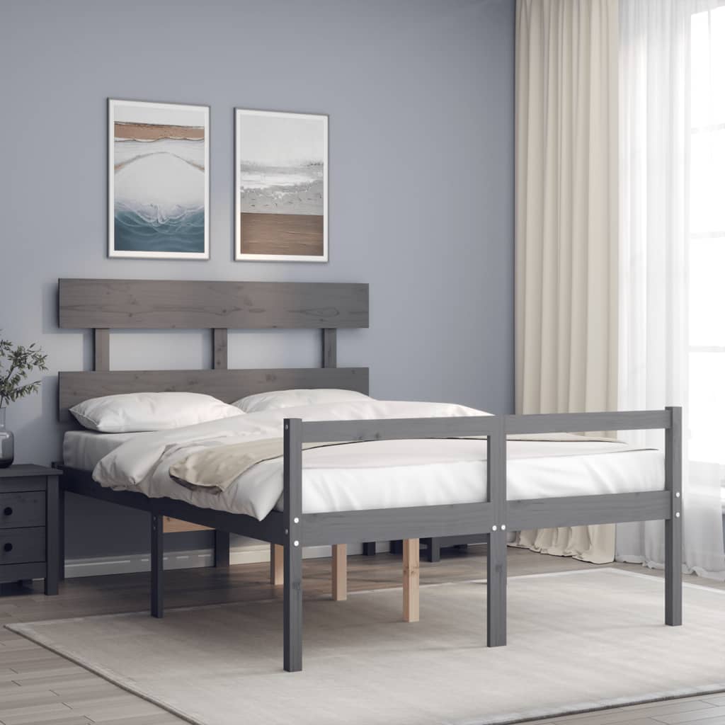 Seniorenbed met hoofdbord massief hout grijs Bedden & bedframes | Creëer jouw Trendy Thuis | Gratis bezorgd & Retour | Trendy.nl