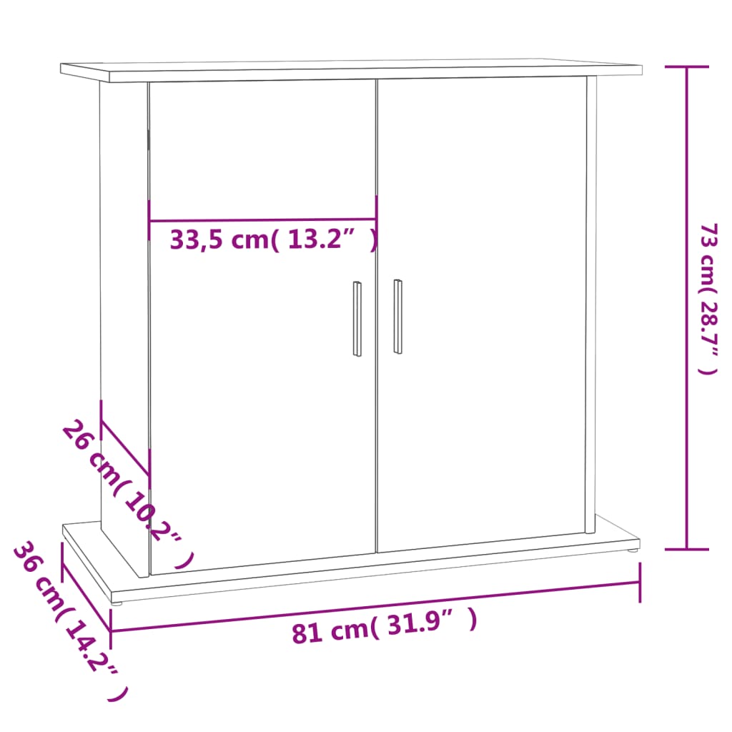 Aquariumstandaard 81x36x73 cm bewerkt hout betongrijs Aquariummeubels | Creëer jouw Trendy Thuis | Gratis bezorgd & Retour | Trendy.nl