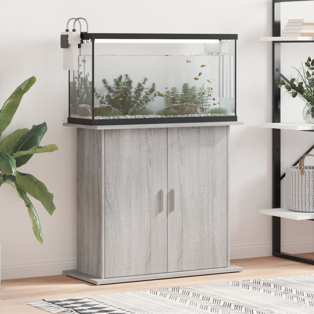 Aquariumstandaard 81x36x73 cm bewerkt hout grijs sonoma eiken Aquariummeubels | Creëer jouw Trendy Thuis | Gratis bezorgd & Retour | Trendy.nl