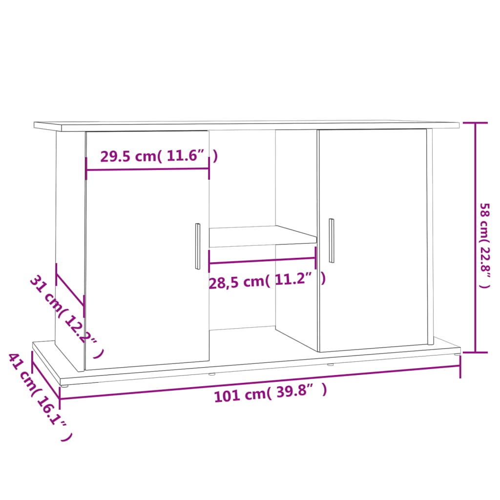 Aquariumstandaard 101x41x58 cm bewerkt hout sonoma eikenkleurig Aquariummeubels | Creëer jouw Trendy Thuis | Gratis bezorgd & Retour | Trendy.nl