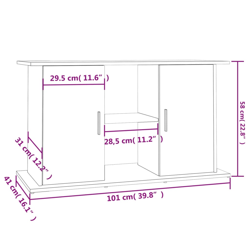 Aquariumstandaard 101x41x58 cm bewerkt hout gerookt eikenkleur Aquariummeubels | Creëer jouw Trendy Thuis | Gratis bezorgd & Retour | Trendy.nl