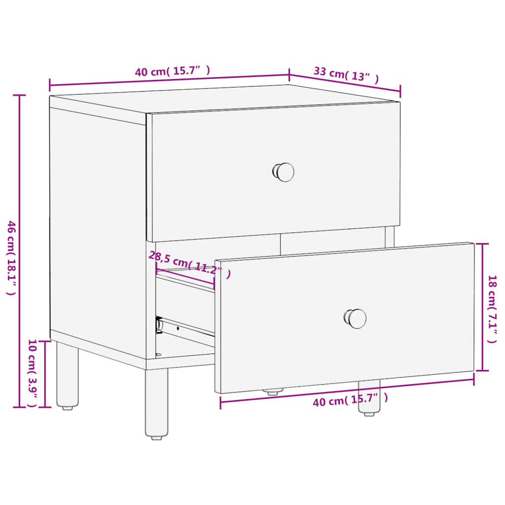 Nachtkastjes 2 st 40x33x46 cm massief mangohout zwart Nachtkastjes | Creëer jouw Trendy Thuis | Gratis bezorgd & Retour | Trendy.nl