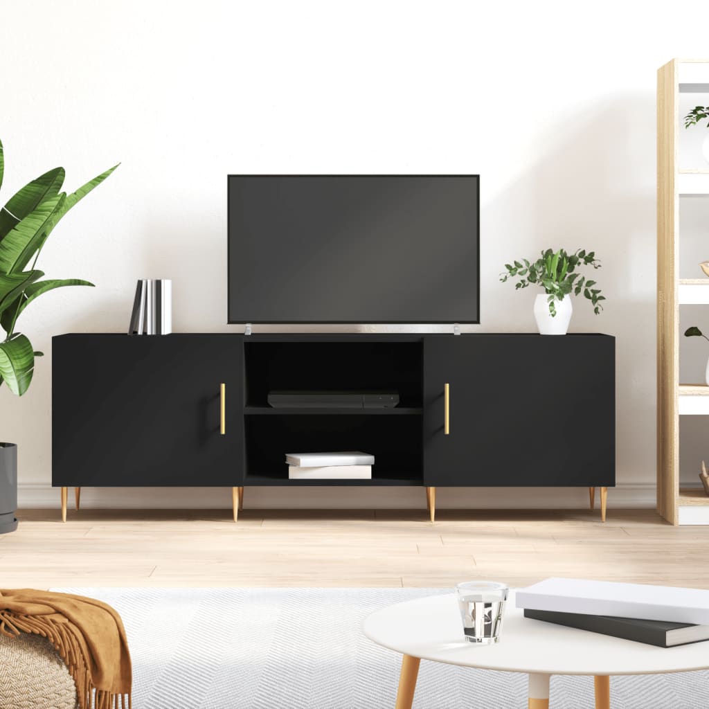 Tv-meubel 150x30x50 cm bewerkt hout zwart Tv-meubels | Creëer jouw Trendy Thuis | Gratis bezorgd & Retour | Trendy.nl