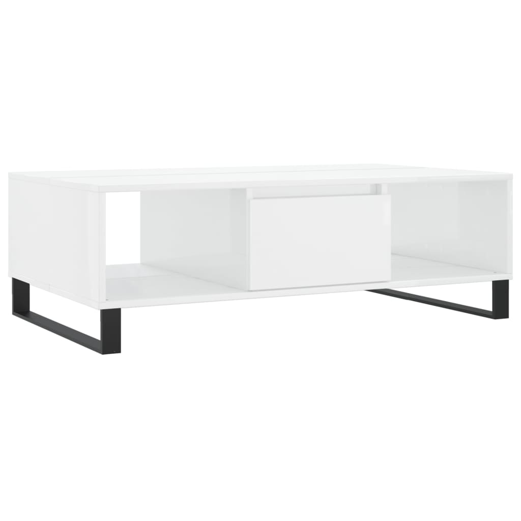 Trendy Salontafel 104x60x35 cm bewerkt hout hoogglans wit