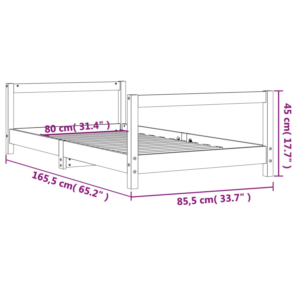 Kinderbedframe 80x160 cm massief grenenhout wit Peuter- & kinderbedden | Creëer jouw Trendy Thuis | Gratis bezorgd & Retour | Trendy.nl