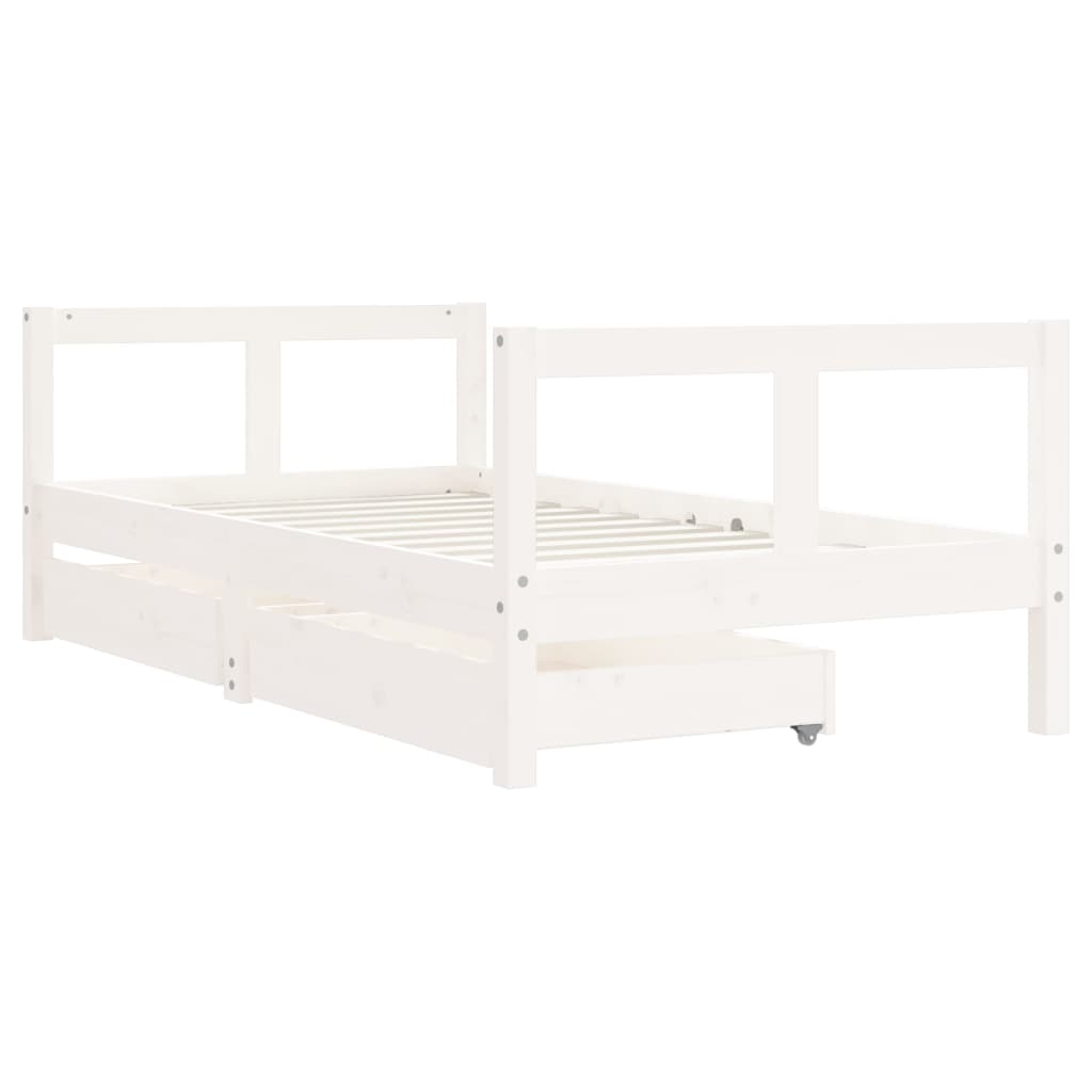 Kinderbedframe met lades 80x160 cm massief grenenhout wit