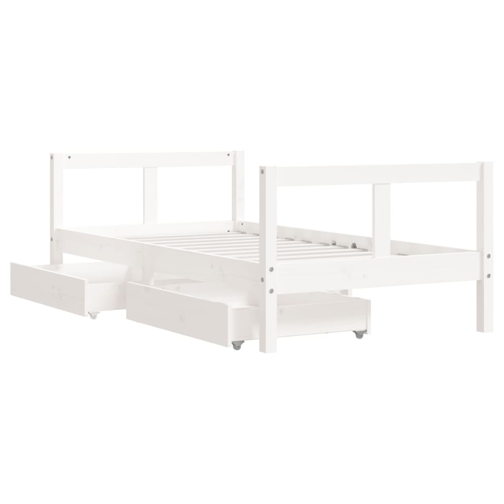 Kinderbedframe met lades 80x160 cm massief grenenhout wit