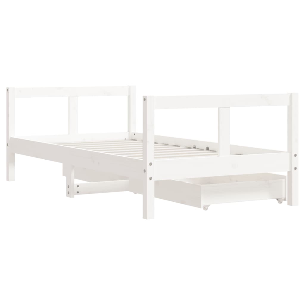 Kinderbedframe met lades 80x160 cm massief grenenhout wit