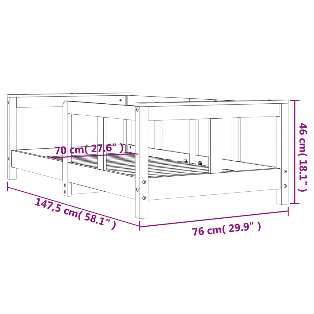 Kinderbedframe 70x140 cm massief grenenhout Peuter- & kinderbedden | Creëer jouw Trendy Thuis | Gratis bezorgd & Retour | Trendy.nl