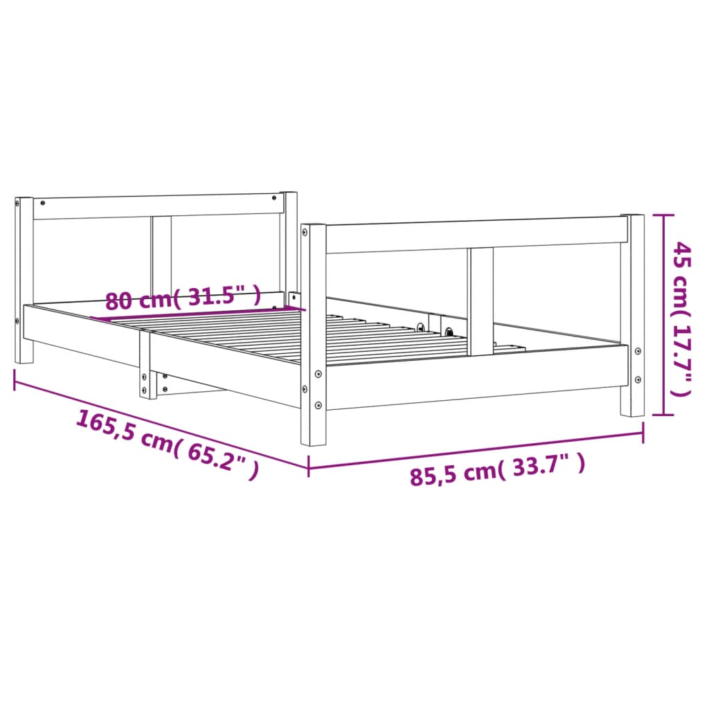 Kinderbedframe 80x160 cm massief grenenhout Peuter- & kinderbedden | Creëer jouw Trendy Thuis | Gratis bezorgd & Retour | Trendy.nl