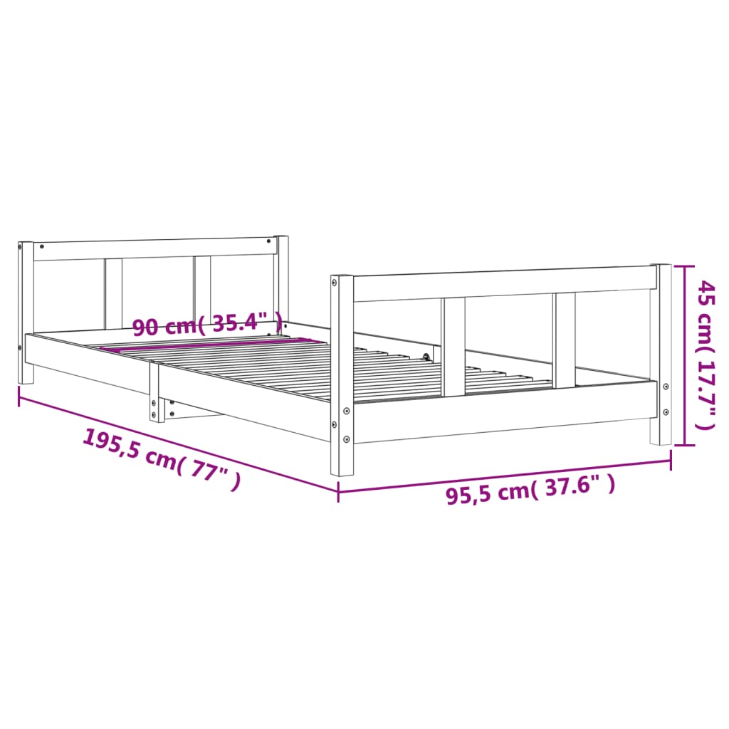 Kinderbedframe 90x190 cm massief grenenhout Peuter- & kinderbedden | Creëer jouw Trendy Thuis | Gratis bezorgd & Retour | Trendy.nl