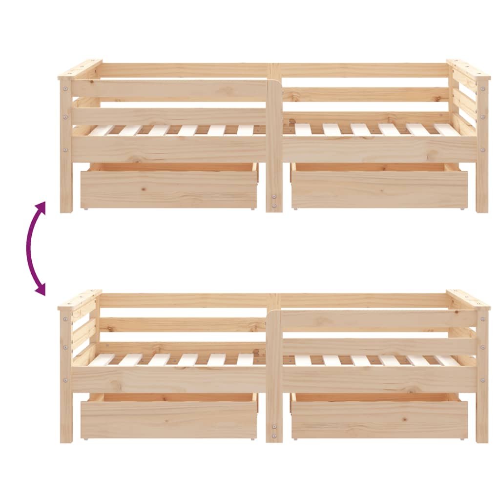 Kinderbedframe met lades 70x140 cm massief grenenhout Peuter- & kinderbedden | Creëer jouw Trendy Thuis | Gratis bezorgd & Retour | Trendy.nl