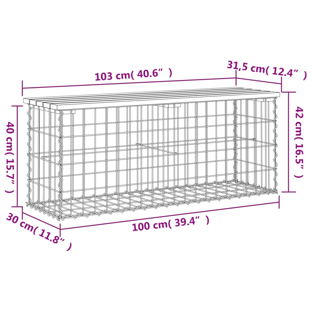 Tuinbank schanskorfontwerp 103x31,5x42 cm massief grenenhout