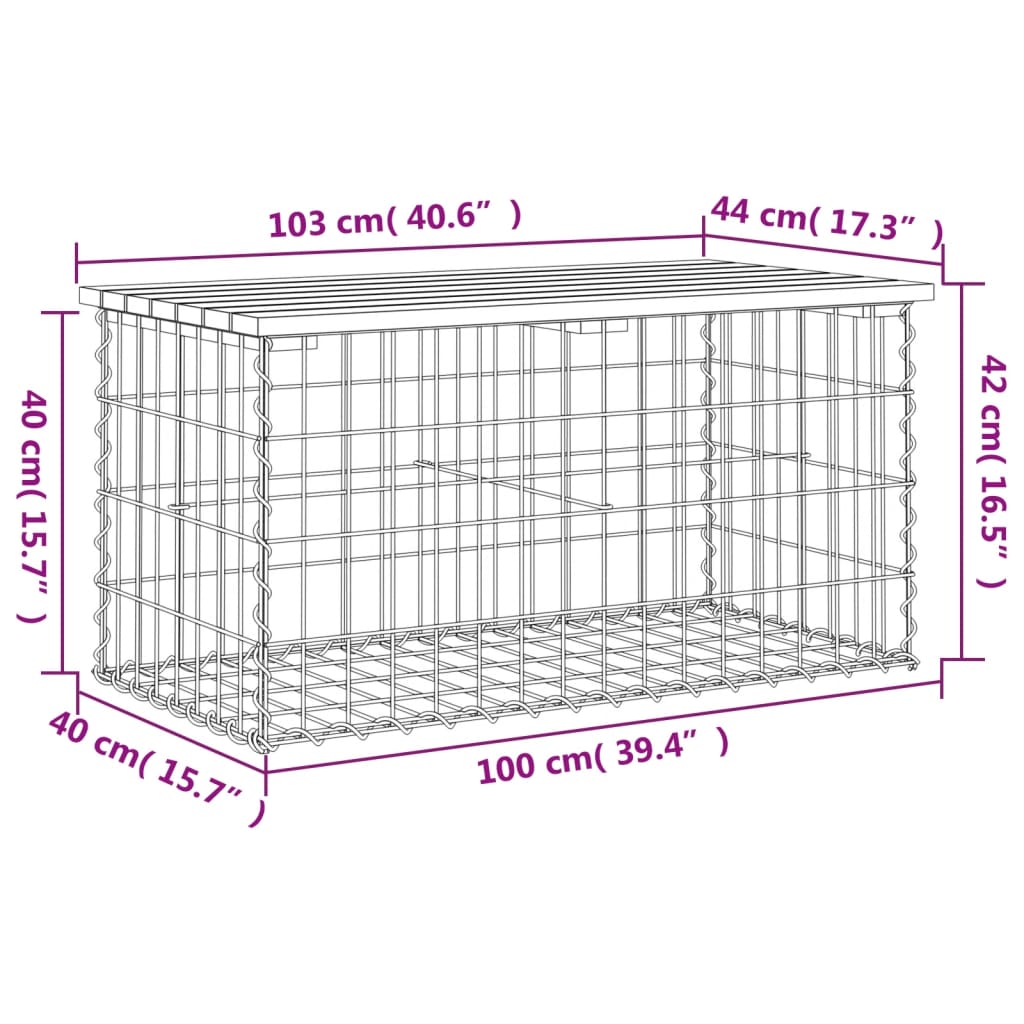 Tuinbank Schanskorfontwerp 103x44x42 cm massief grenenhout