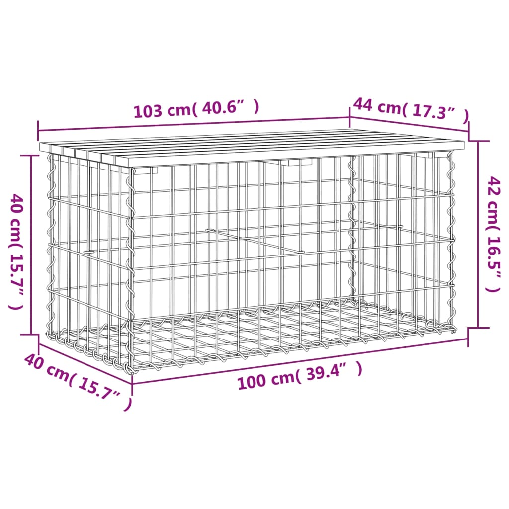 Tuinbank schanskorfontwerp 103x44x42 cm massief douglashout