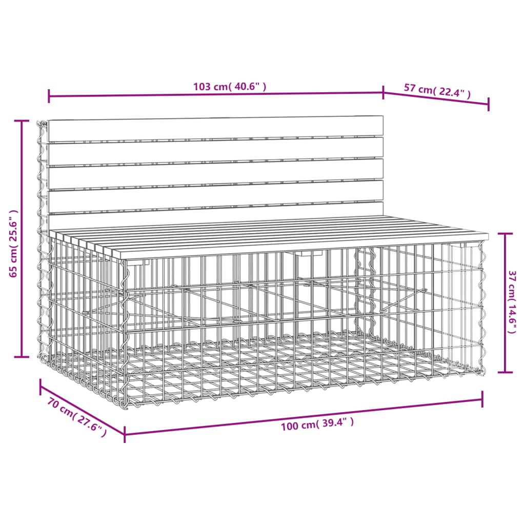 Tuinbank schanskorfontwerp 103x70x65 cm massief grenenhout