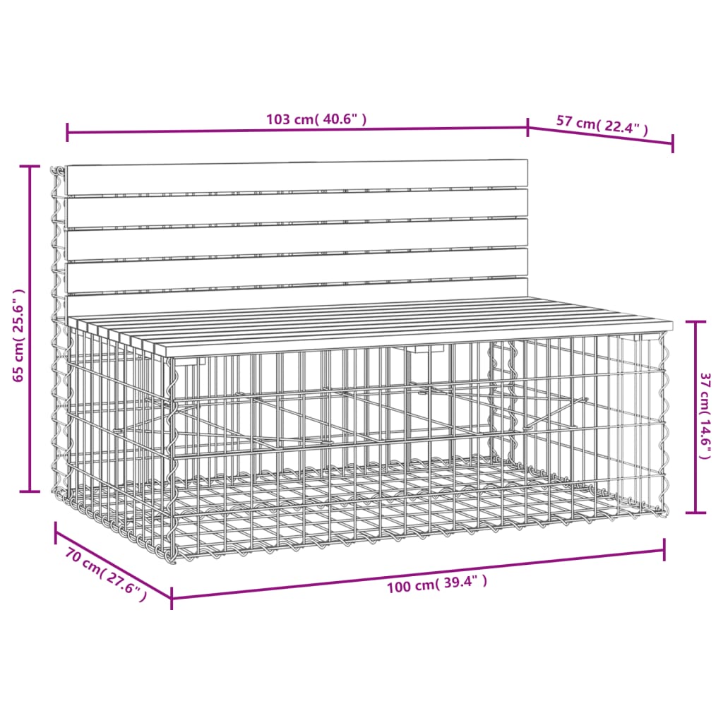 Tuinbank schanskorfontwerp 103x70x65 cm massief douglashout