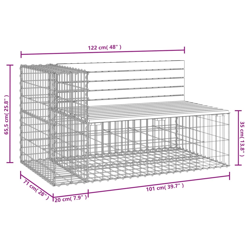 Tuinbank schanskorfontwerp 122x71x65,5 cm geïmpregneerd hout Tuinbanken | Creëer jouw Trendy Thuis | Gratis bezorgd & Retour | Trendy.nl