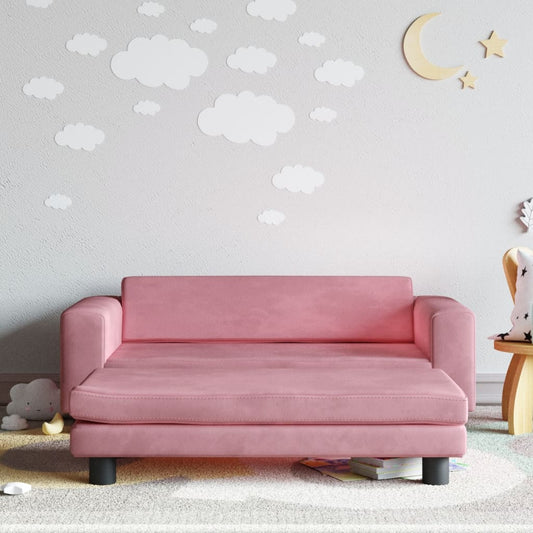 Kinderbank met voetensteun 100x50x30 cm fluweel roze Meubelen voor baby's & peuters | Creëer jouw Trendy Thuis | Gratis bezorgd & Retour | Trendy.nl