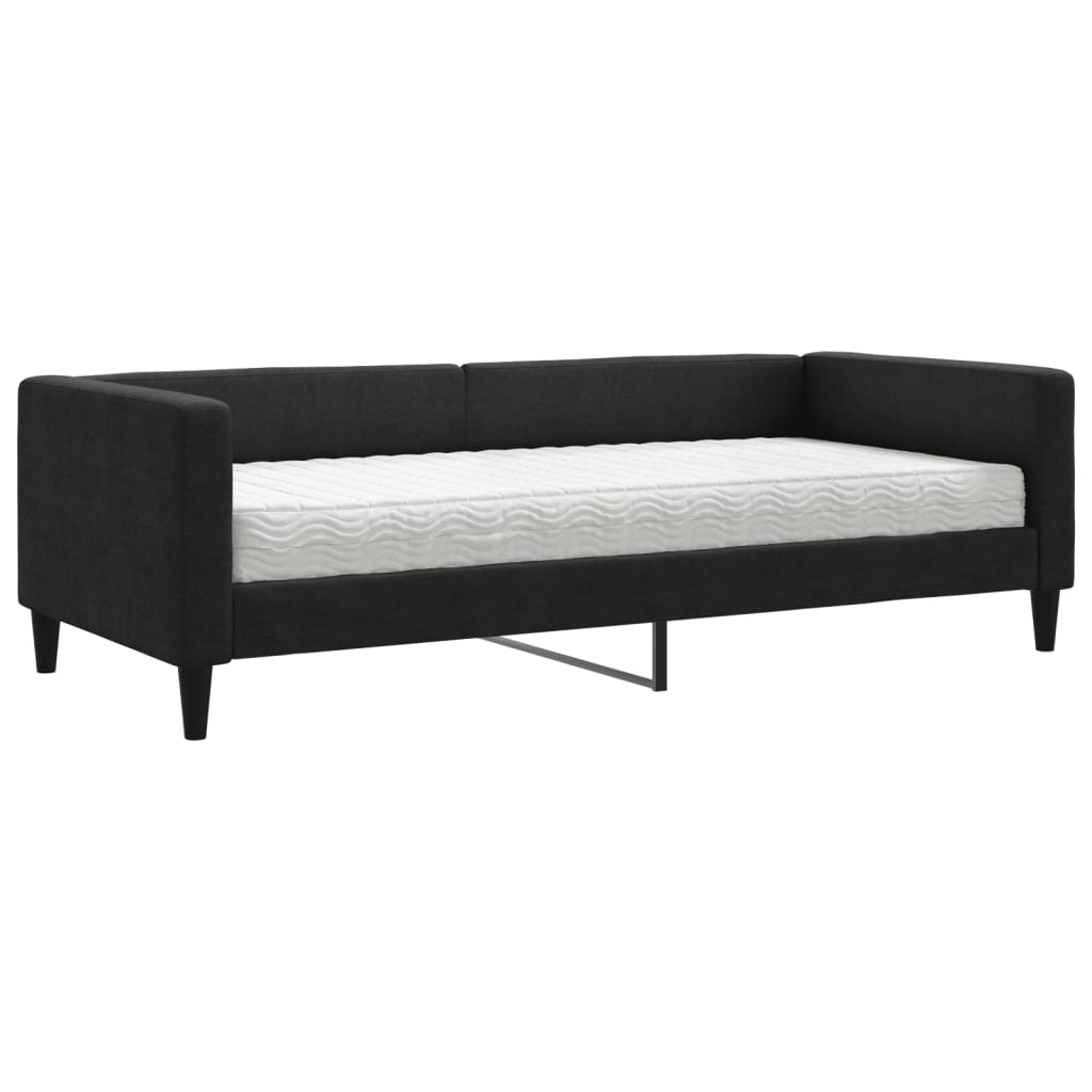 Slaapbank met matras 90x190 cm stof zwart Bedden & bedframes | Creëer jouw Trendy Thuis | Gratis bezorgd & Retour | Trendy.nl