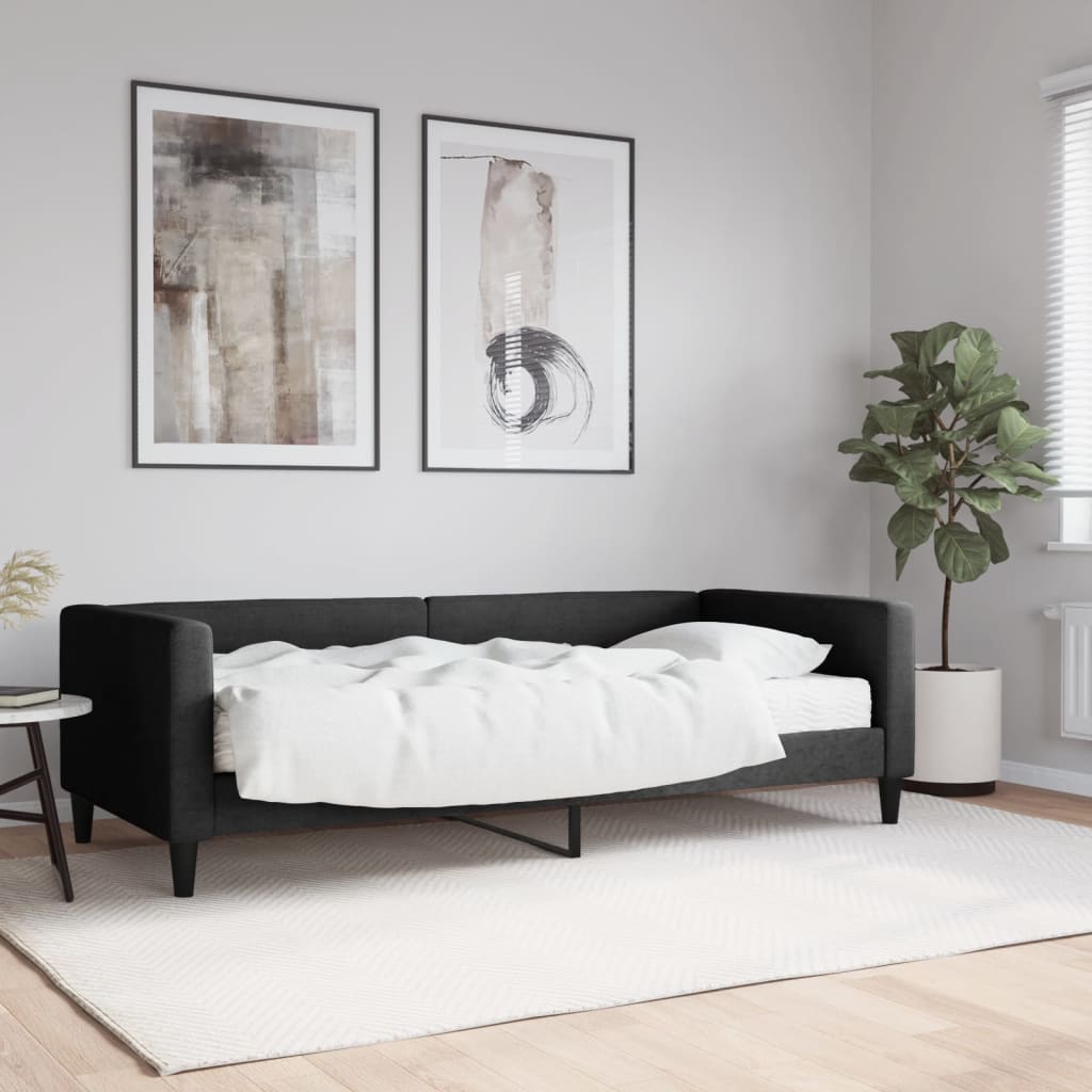 Slaapbank met matras 90x190 cm stof zwart Bedden & bedframes | Creëer jouw Trendy Thuis | Gratis bezorgd & Retour | Trendy.nl