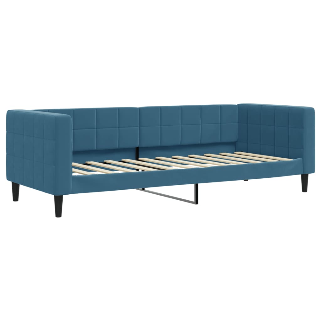 Slaapbank met onderschuifbed 80x200 cm fluweel blauw