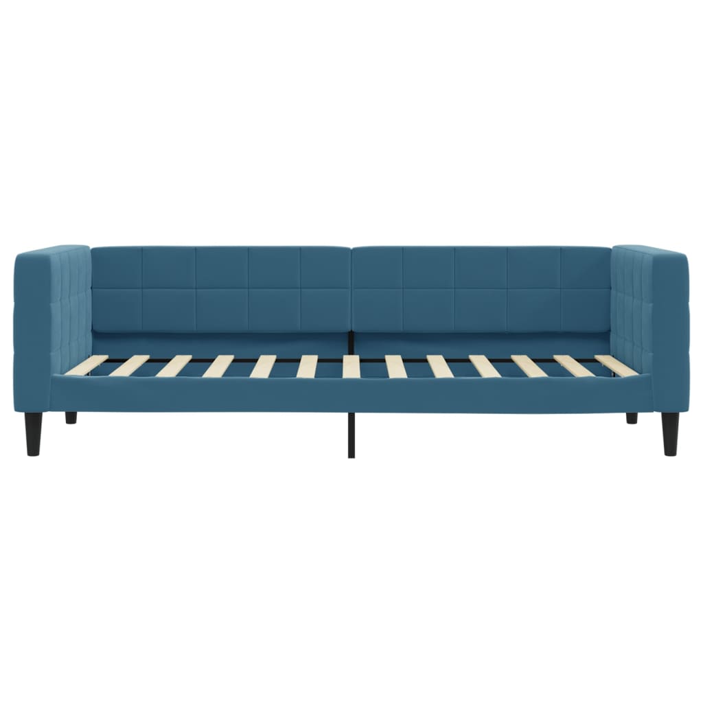 Slaapbank met onderschuifbed 80x200 cm fluweel blauw