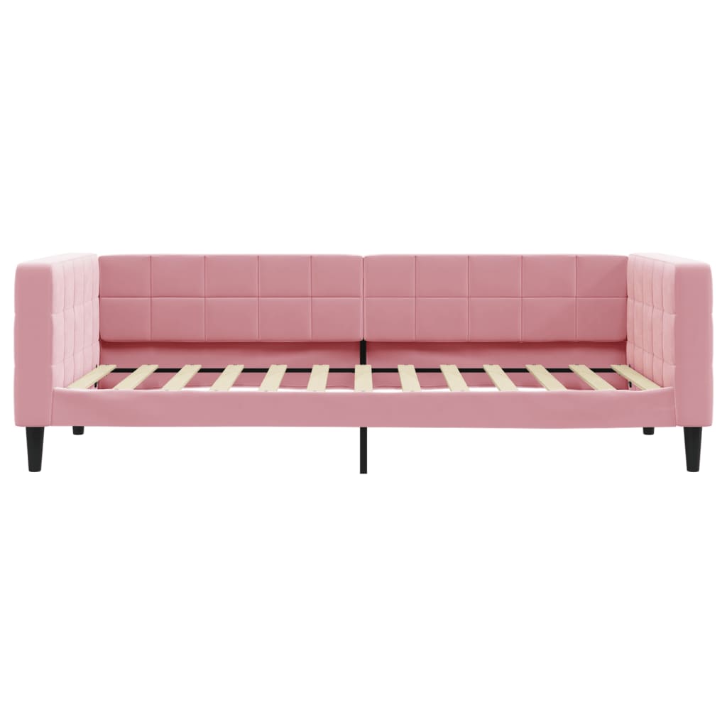 Slaapbank met onderschuifbed en lades 90x200 cm fluweel roze