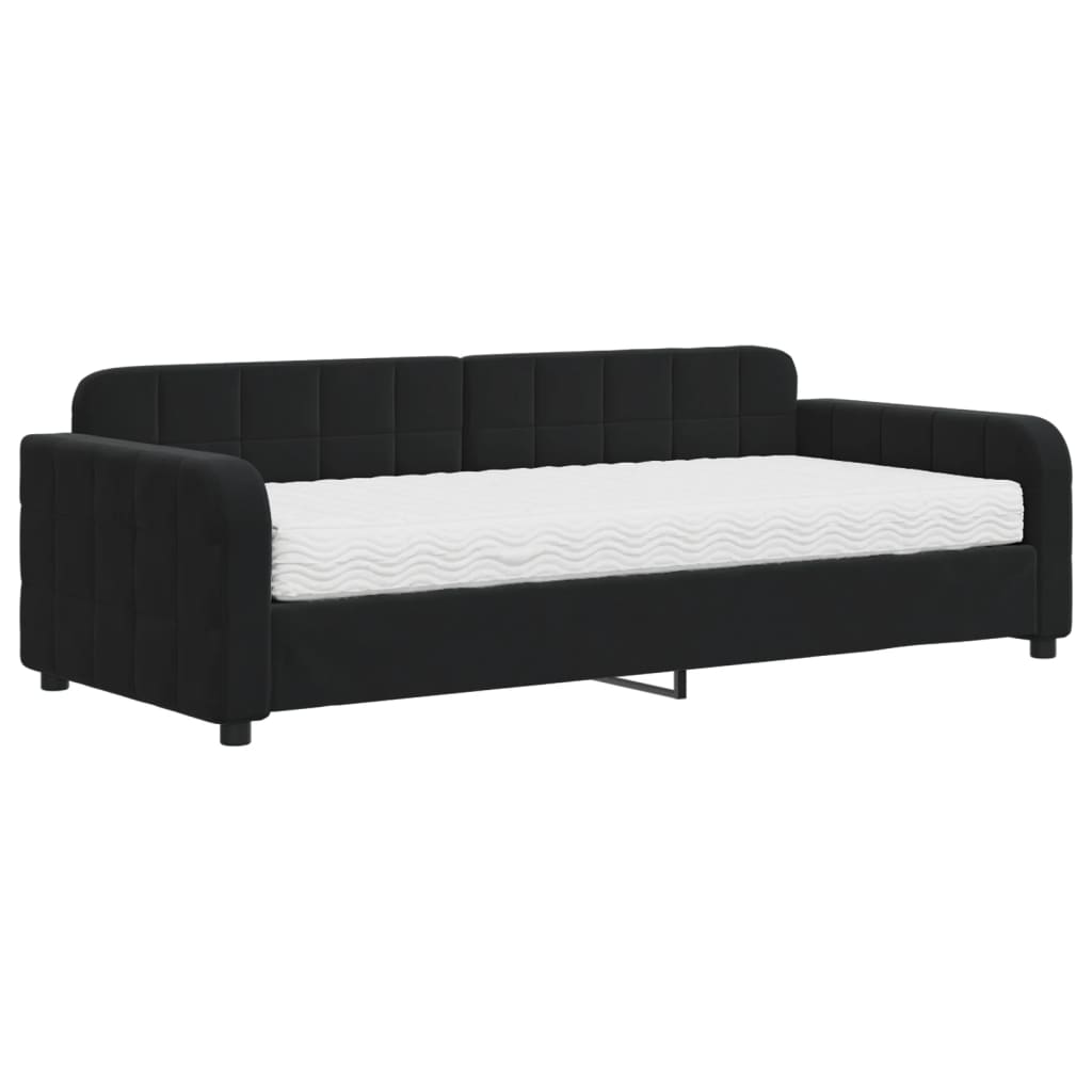 Slaapbank met matras 90x200 cm fluweel zwart Bedden & bedframes | Creëer jouw Trendy Thuis | Gratis bezorgd & Retour | Trendy.nl