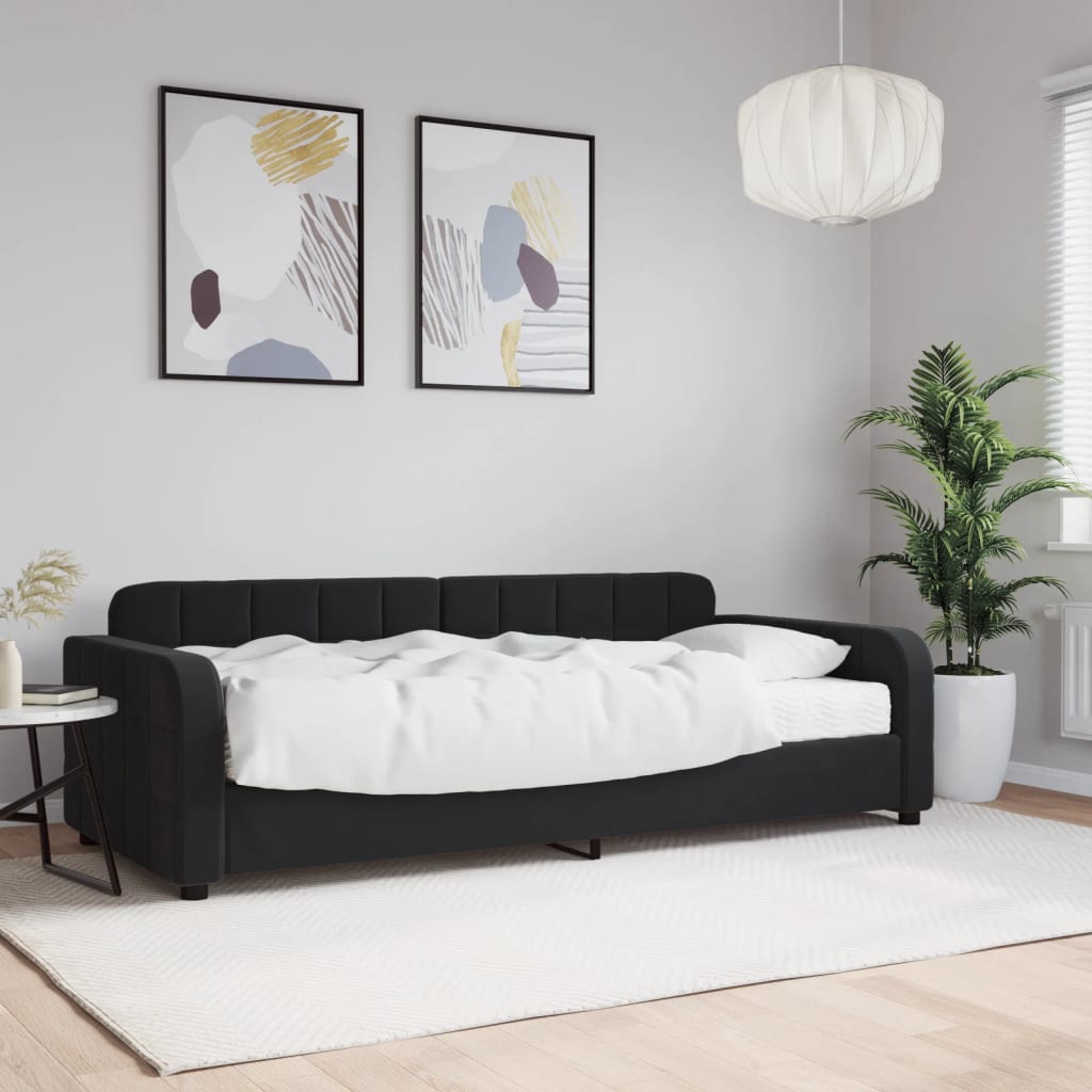 Slaapbank met matras 90x200 cm fluweel zwart Bedden & bedframes | Creëer jouw Trendy Thuis | Gratis bezorgd & Retour | Trendy.nl