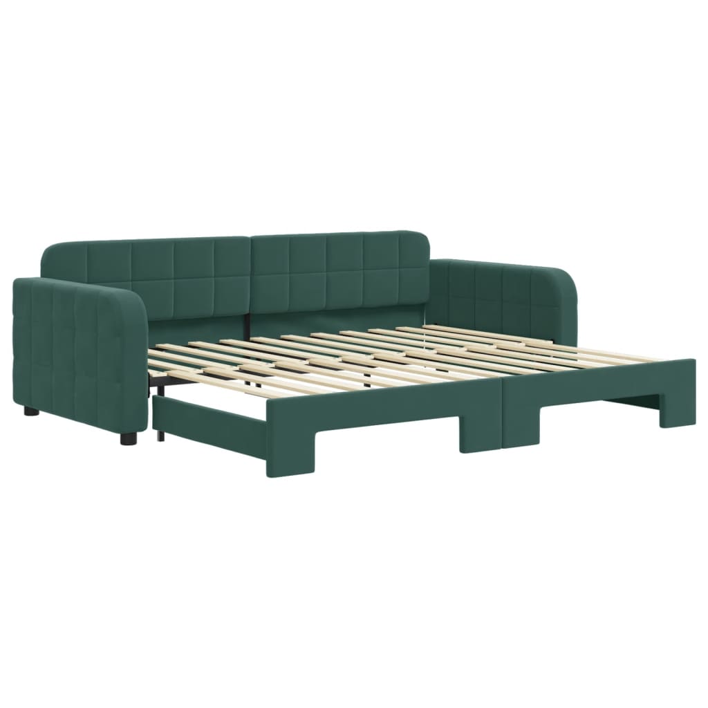 Slaapbank met onderschuifbed 90x200 cm fluweel donkergroen Bedden & bedframes | Creëer jouw Trendy Thuis | Gratis bezorgd & Retour | Trendy.nl