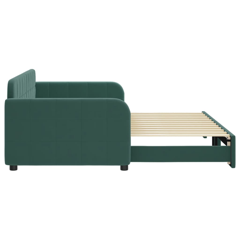 Slaapbank met onderschuifbed 90x200 cm fluweel donkergroen Bedden & bedframes | Creëer jouw Trendy Thuis | Gratis bezorgd & Retour | Trendy.nl