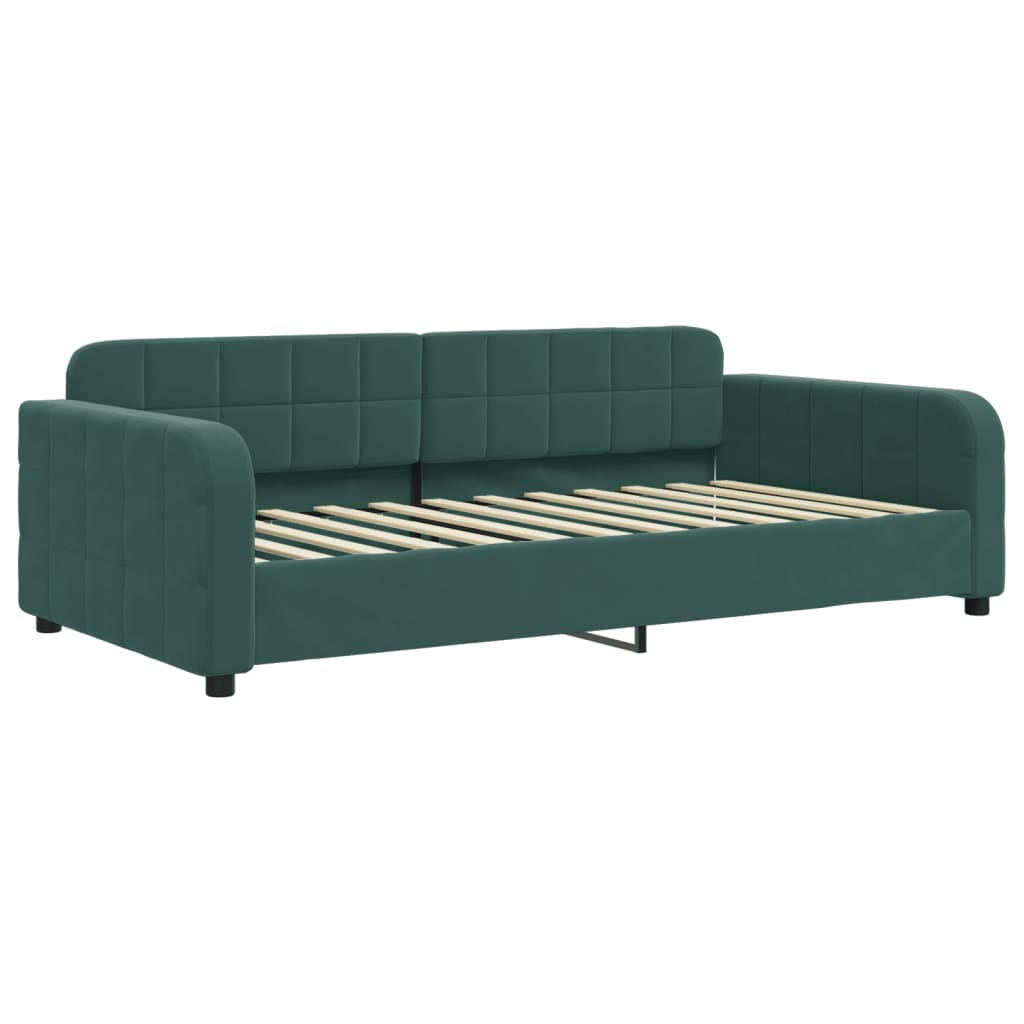 Slaapbank met onderschuifbed 90x200 cm fluweel donkergroen Bedden & bedframes | Creëer jouw Trendy Thuis | Gratis bezorgd & Retour | Trendy.nl