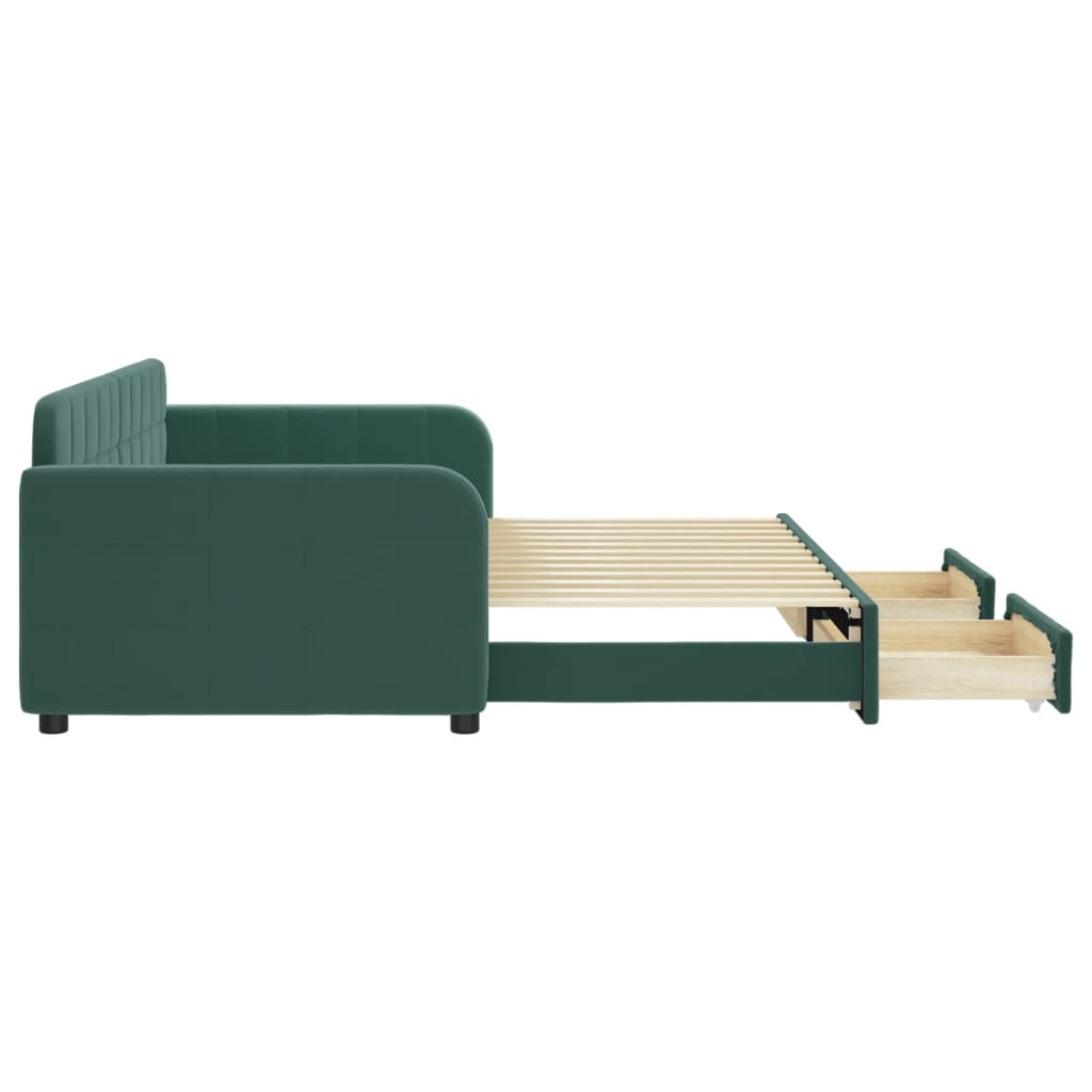 Slaapbank onderschuifbed en lades 90x200 cm fluweel donkergroen Bedden & bedframes | Creëer jouw Trendy Thuis | Gratis bezorgd & Retour | Trendy.nl