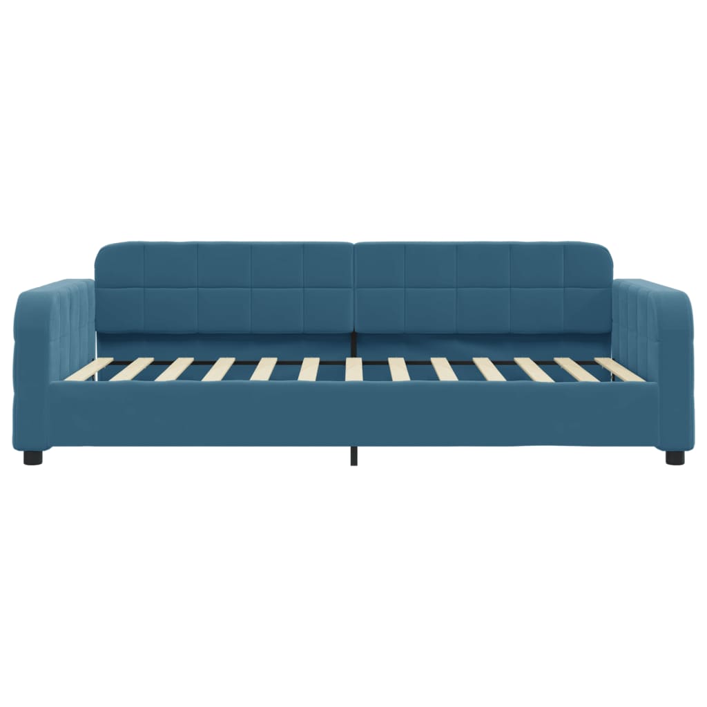 Slaapbank met onderschuifbed en lades 100x200 cm fluweel blauw