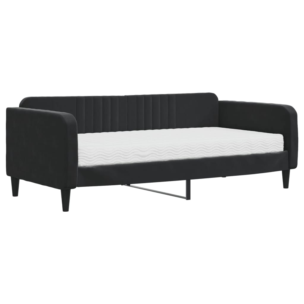 Slaapbank met matras 90x190 cm fluweel zwart Bedden & bedframes | Creëer jouw Trendy Thuis | Gratis bezorgd & Retour | Trendy.nl