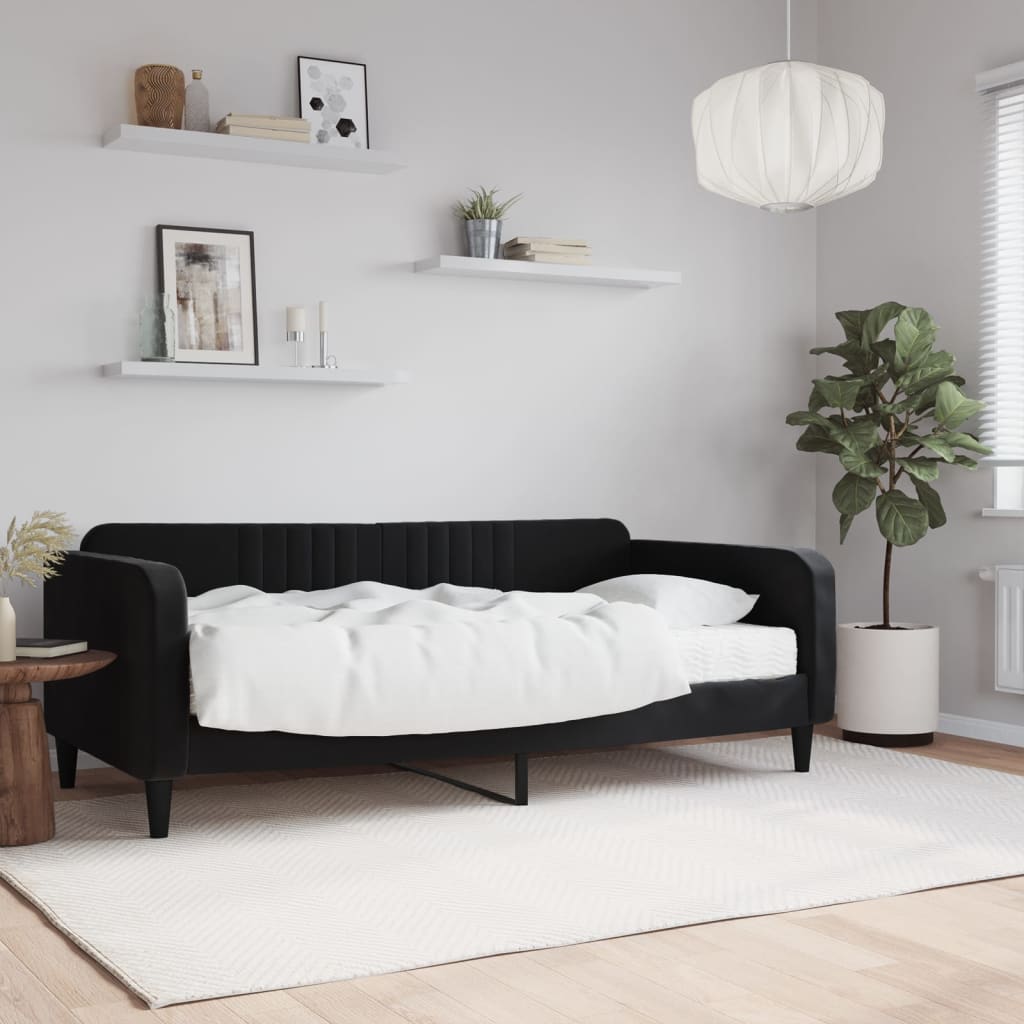 Slaapbank met matras 90x190 cm fluweel zwart Bedden & bedframes | Creëer jouw Trendy Thuis | Gratis bezorgd & Retour | Trendy.nl