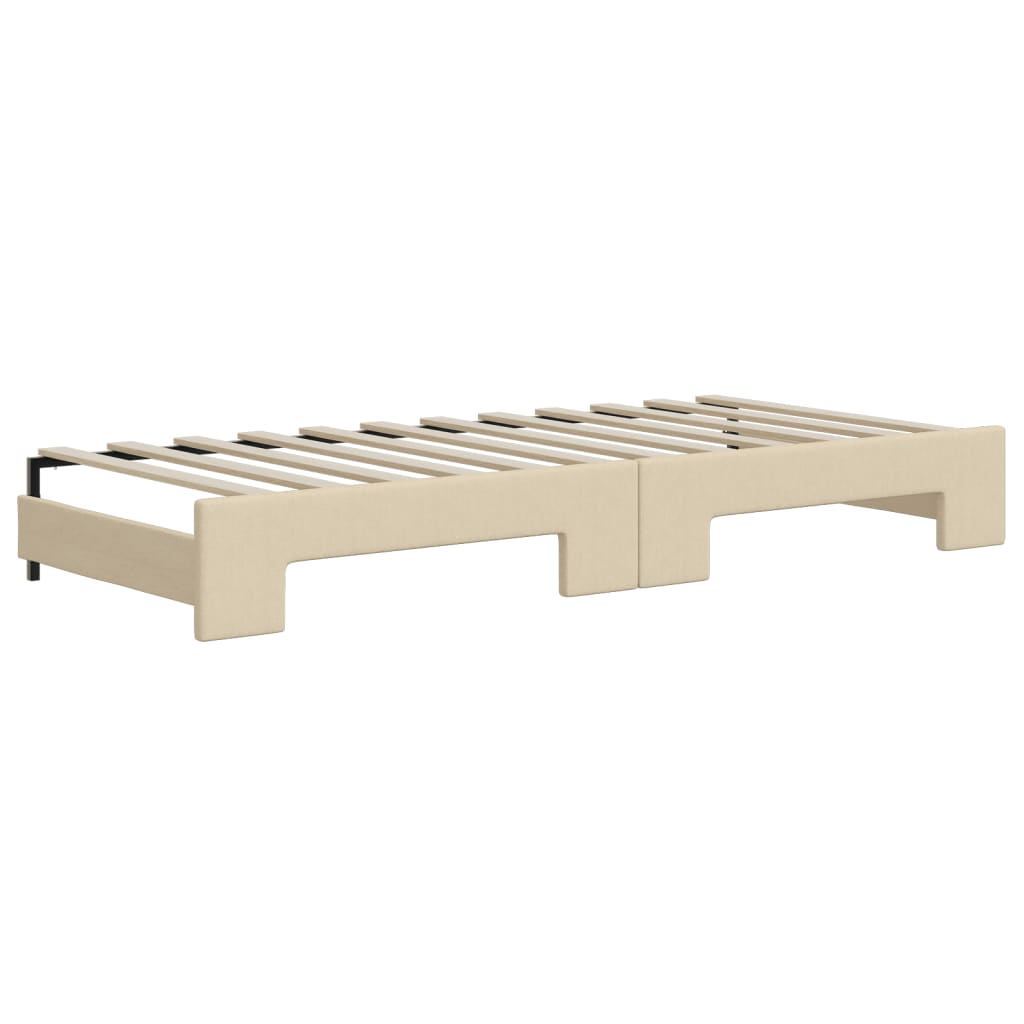 Slaapbank met onderschuifbed en lades 80x200 cm stof crèmekleur Bedden & bedframes | Creëer jouw Trendy Thuis | Gratis bezorgd & Retour | Trendy.nl