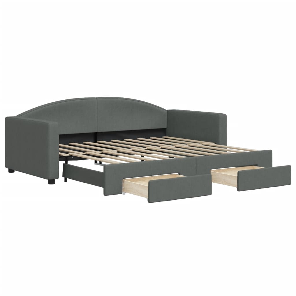 Slaapbank onderschuifbed en lades 90x190 cm stof donkergrijs Bedden & bedframes | Creëer jouw Trendy Thuis | Gratis bezorgd & Retour | Trendy.nl