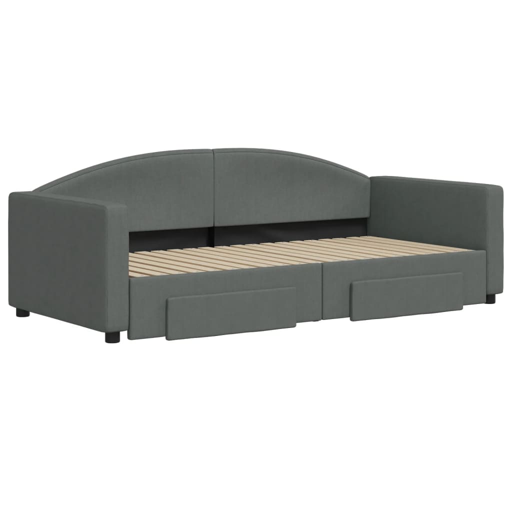 Slaapbank onderschuifbed en lades 90x190 cm stof donkergrijs Bedden & bedframes | Creëer jouw Trendy Thuis | Gratis bezorgd & Retour | Trendy.nl