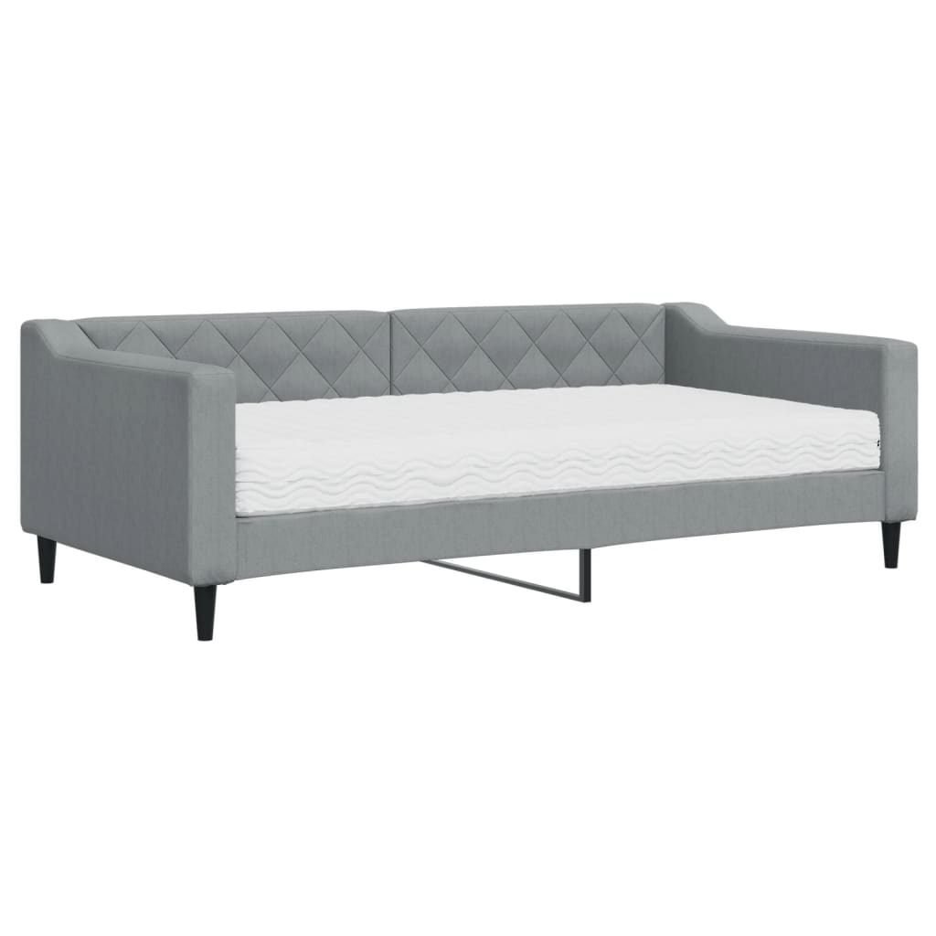 Slaapbank met matras 90x190 cm stof lichtgrijs Bedden & bedframes | Creëer jouw Trendy Thuis | Gratis bezorgd & Retour | Trendy.nl