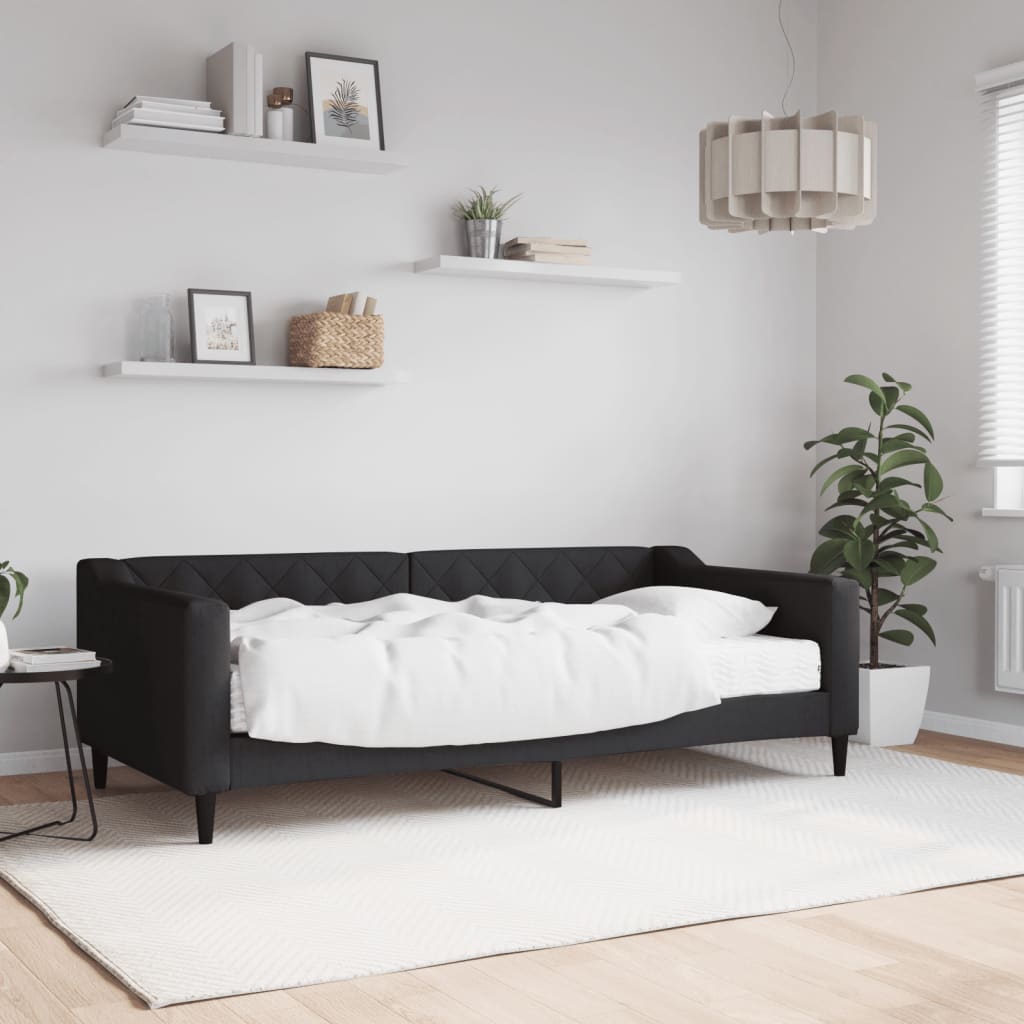 Slaapbank met matras 90x190 cm stof zwart Bedden & bedframes | Creëer jouw Trendy Thuis | Gratis bezorgd & Retour | Trendy.nl