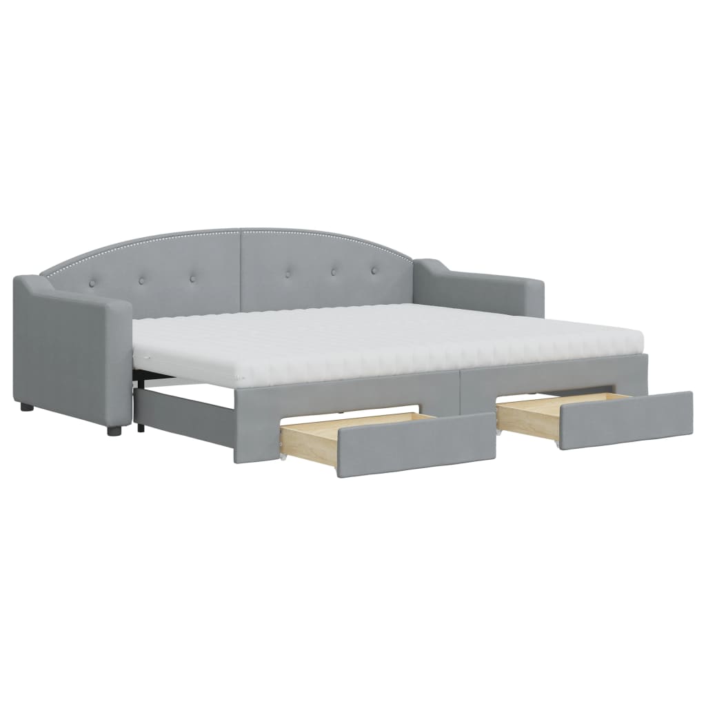 Slaapbank met onderschuifbed en lades 80x200 cm stof lichtgrijs Bedden & bedframes | Creëer jouw Trendy Thuis | Gratis bezorgd & Retour | Trendy.nl