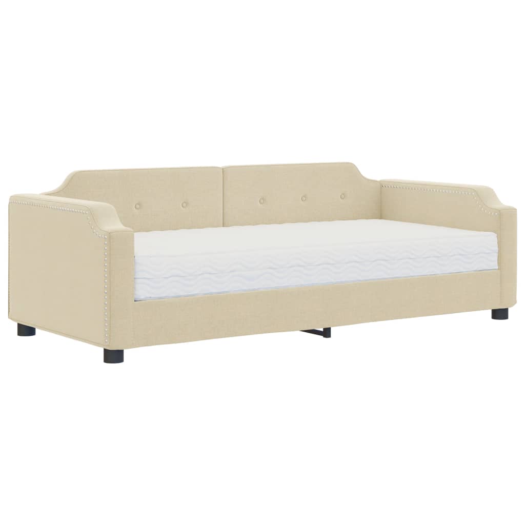 Slaapbank met matras 80x200 cm stof crèmekleurig Bedden & bedframes | Creëer jouw Trendy Thuis | Gratis bezorgd & Retour | Trendy.nl