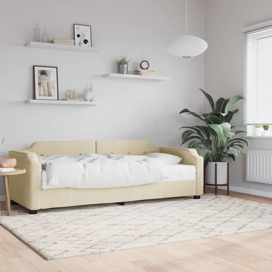 Slaapbank met matras 80x200 cm stof crèmekleurig Bedden & bedframes | Creëer jouw Trendy Thuis | Gratis bezorgd & Retour | Trendy.nl