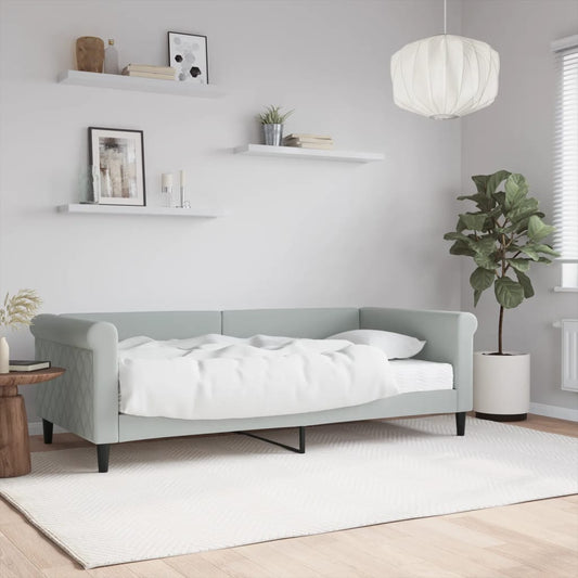 Slaapbank met matras 90x190 cm fluweel lichtgrijs Bedden & bedframes | Creëer jouw Trendy Thuis | Gratis bezorgd & Retour | Trendy.nl