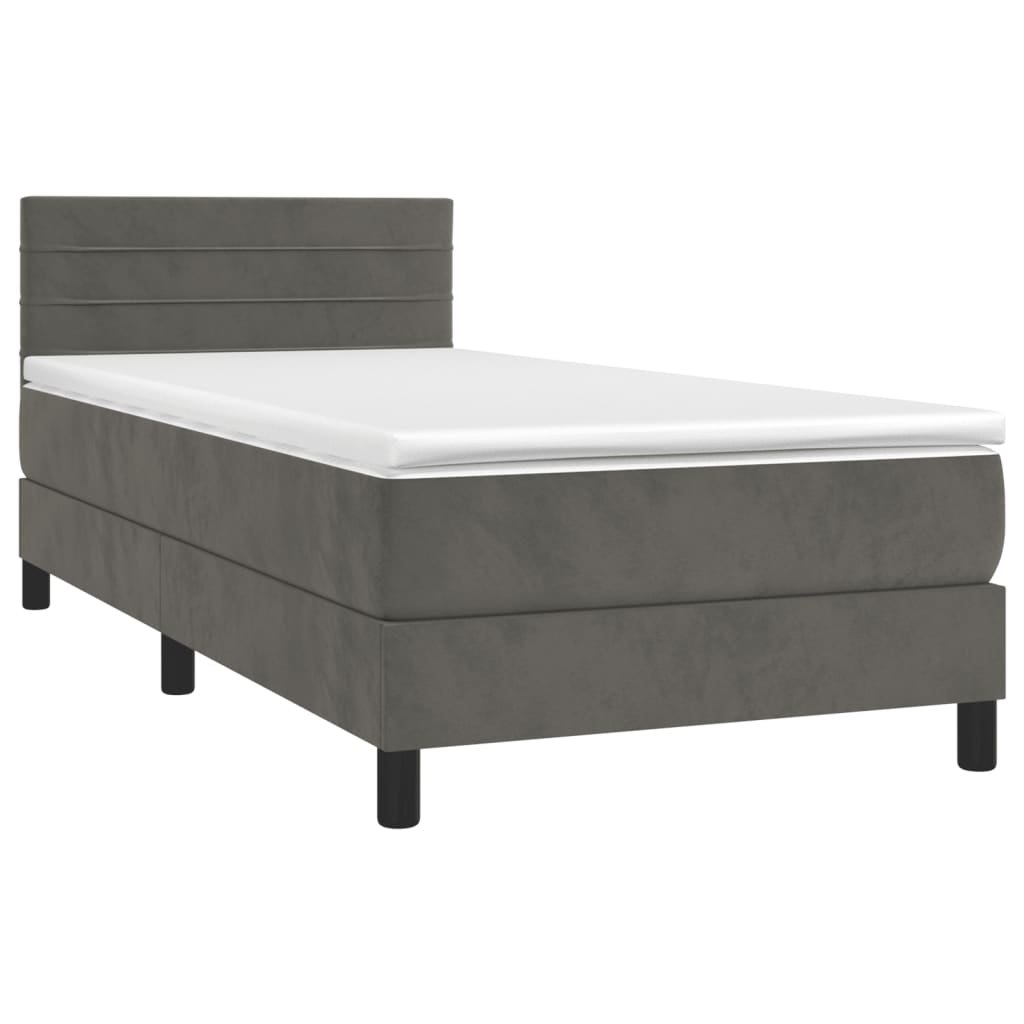 Boxspring met matras fluweel donkergrijs 90x190 cm Bedden & bedframes | Creëer jouw Trendy Thuis | Gratis bezorgd & Retour | Trendy.nl