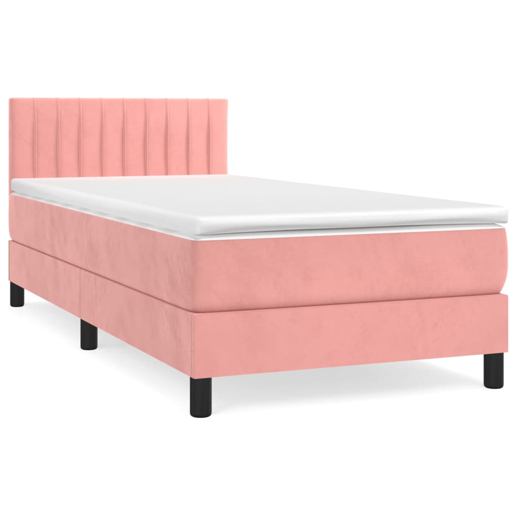 Boxspring met matras fluweel roze 80x200 cm Bedden & bedframes | Creëer jouw Trendy Thuis | Gratis bezorgd & Retour | Trendy.nl