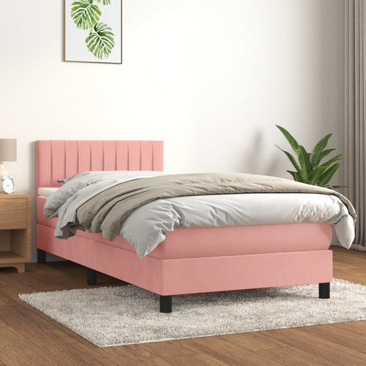 Boxspring met matras fluweel roze 80x200 cm Bedden & bedframes | Creëer jouw Trendy Thuis | Gratis bezorgd & Retour | Trendy.nl